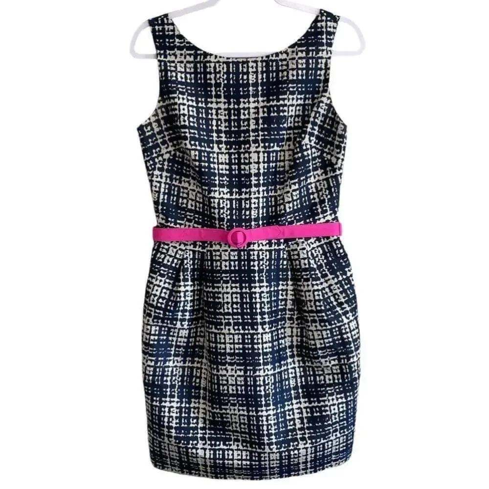 Eliza J Navy Patterned Fit & Flare - Fuscia Details - 8 - Vietnam